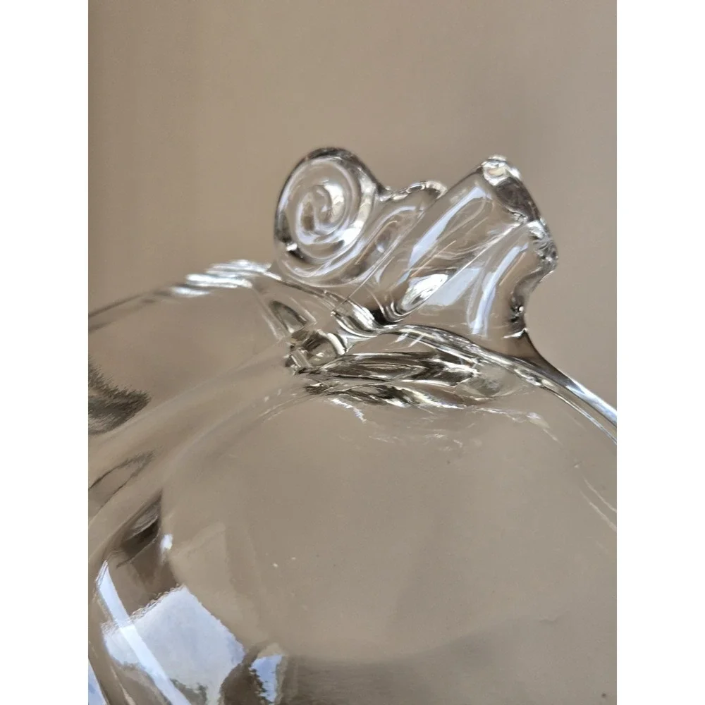 Vintage Clear Pressed Glass Leaf Bowl Set Large Serving Bowl‎ & 5 Dessert Bowls